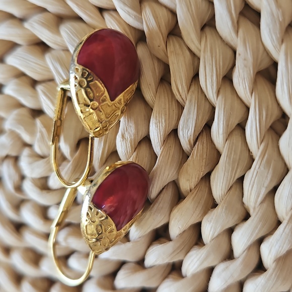 Vintage EB Enamel Gold Tone Earrings - Picture 2 of 6